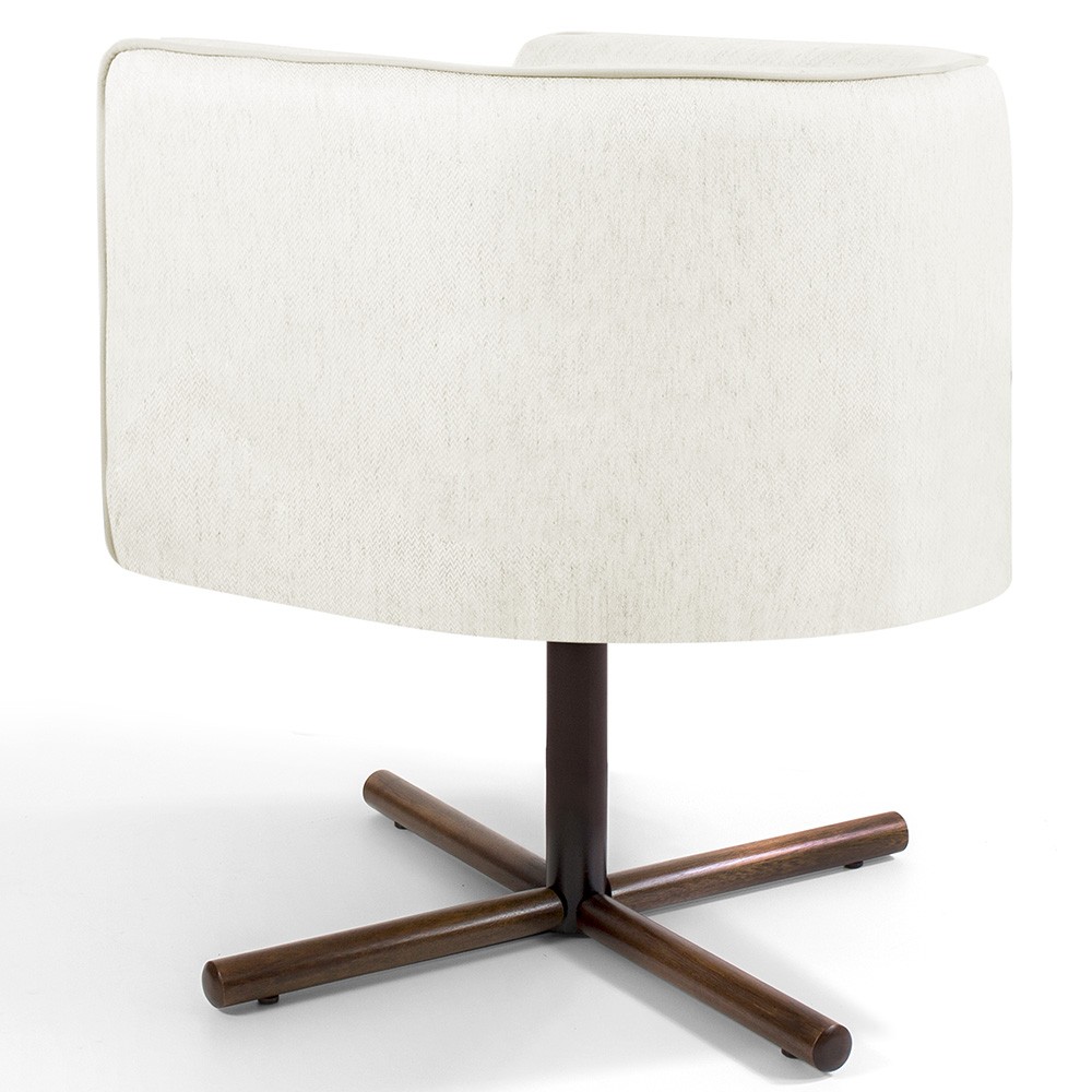 Kit 02 Poltronas Decorativas Giratória Base X Betina D02 Veludo Bege B-309 - Lyam Decor