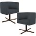 Kit 02 Poltronas Decorativas Giratória Base X Betina D02 Veludo Cinza B-317 - Lyam Decor