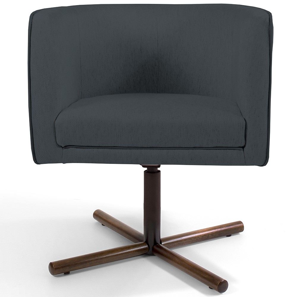 Kit 02 Poltronas Decorativas Giratória Base X Betina D02 Veludo Cinza B-317 - Lyam Decor