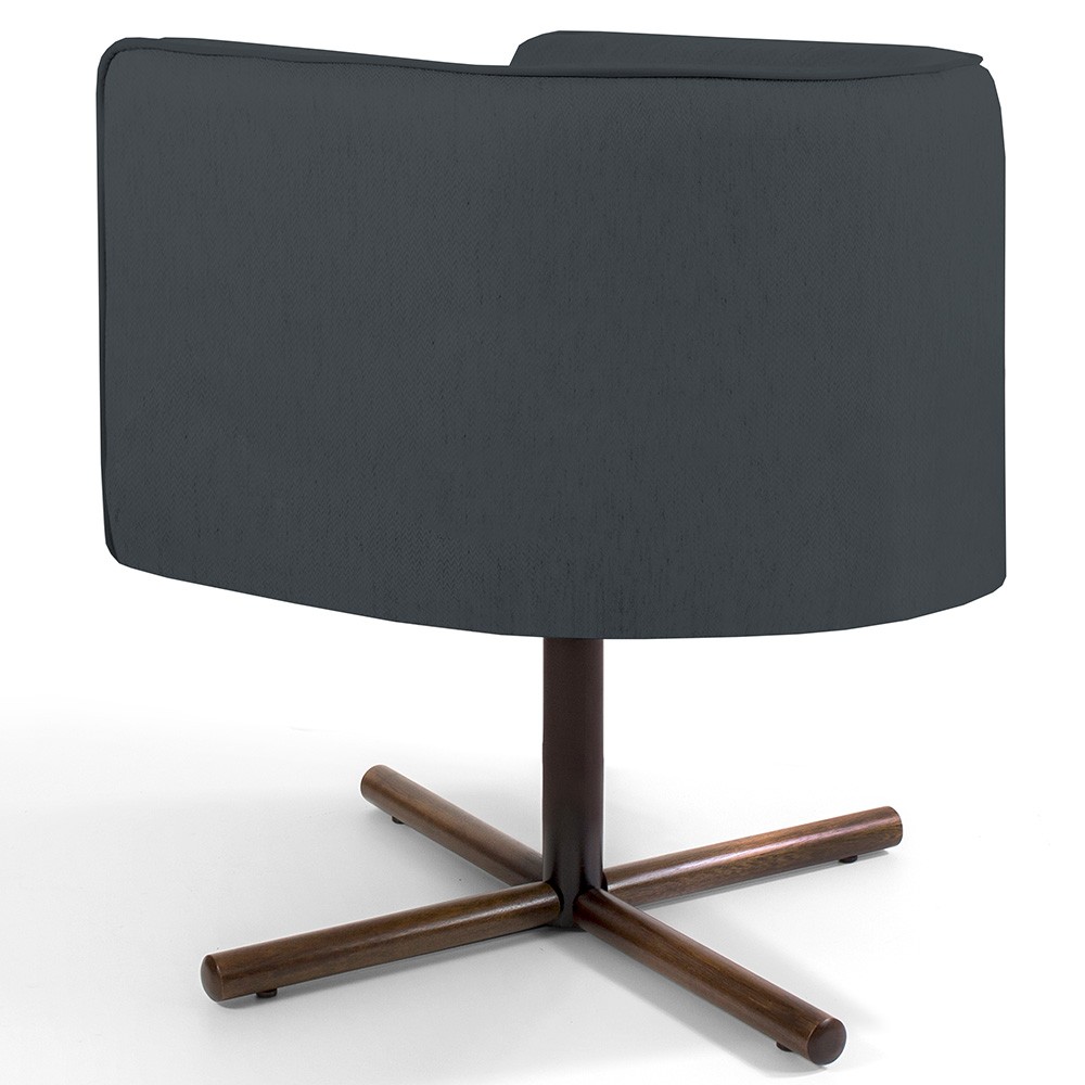 Kit 02 Poltronas Decorativas Giratória Base X Betina D02 Veludo Cinza B-317 - Lyam Decor