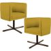 Kit 02 Poltronas Decorativas Giratória Base X Betina D02 Veludo Mostarda B-279 - Lyam Decor