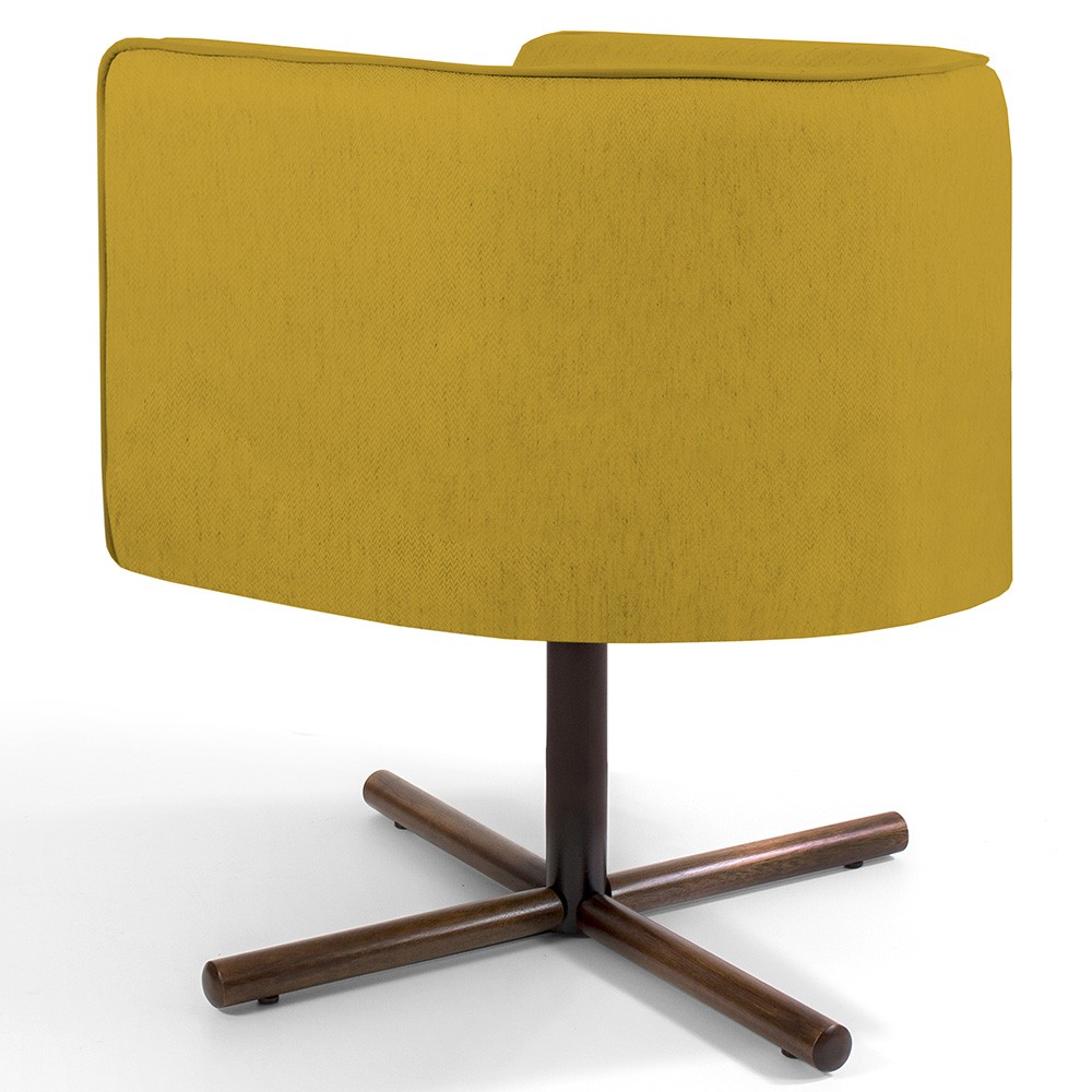 Kit 02 Poltronas Decorativas Giratória Base X Betina D02 Veludo Mostarda B-279 - Lyam Decor