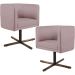 Kit 02 Poltronas Decorativas Giratória Base X Betina D02 Veludo Rosê B-305 - Lyam Decor