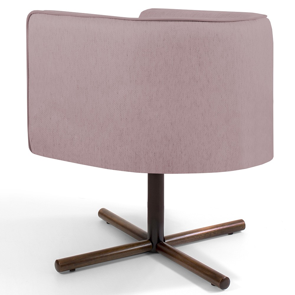 Kit 02 Poltronas Decorativas Giratória Base X Betina D02 Veludo Rosê B-305 - Lyam Decor
