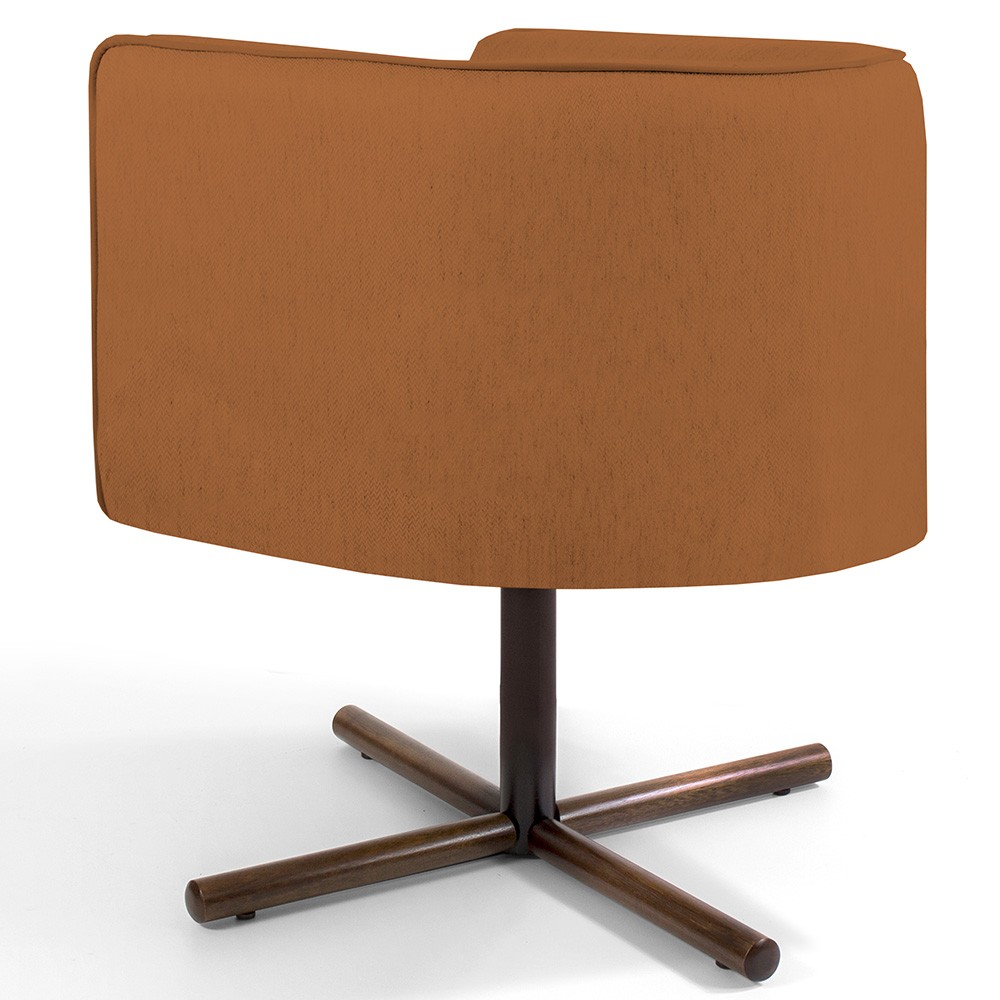 Kit 02 Poltronas Decorativas Giratória Base X Betina D02 Veludo Telha B-262 - Lyam Decor