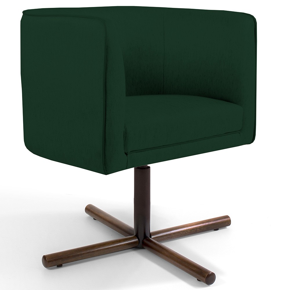 Kit 02 Poltronas Decorativas Giratória Base X Betina D02 Veludo Verde Musgo B-303 - Lyam Decor