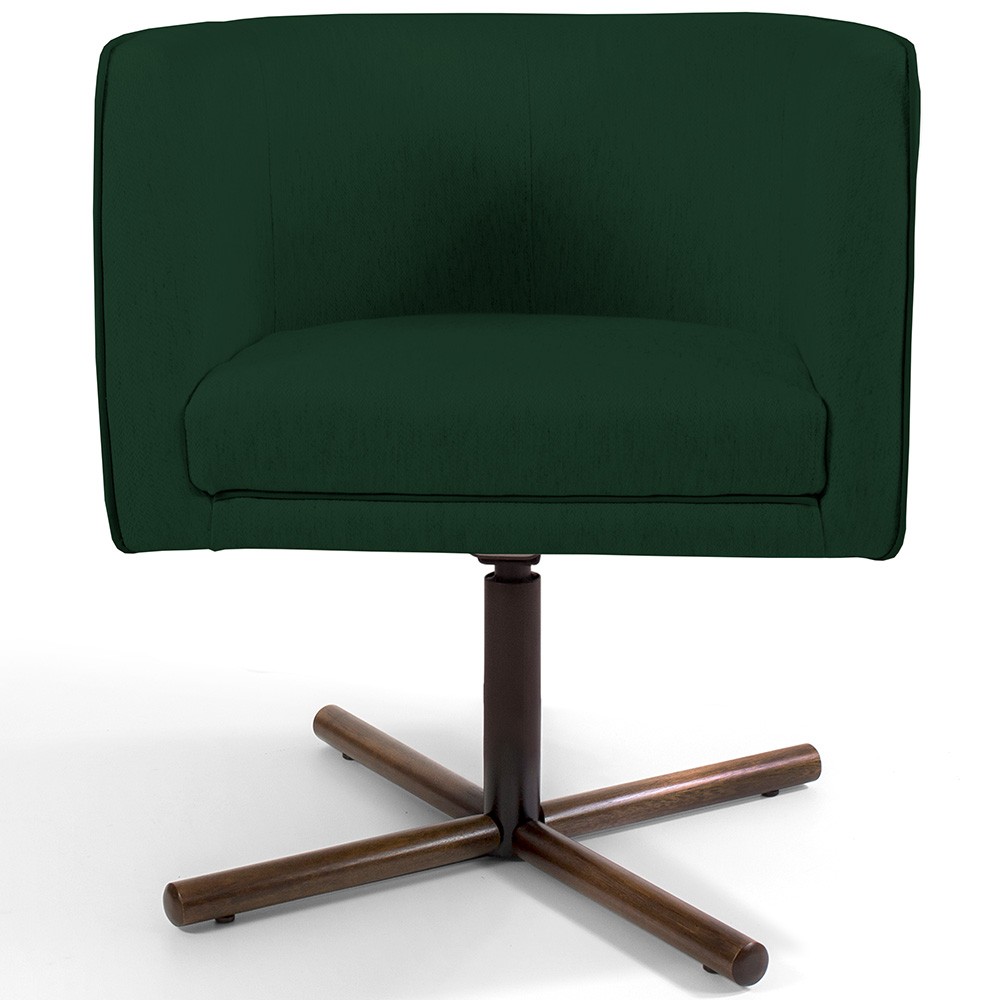 Kit 02 Poltronas Decorativas Giratória Base X Betina D02 Veludo Verde Musgo B-303 - Lyam Decor