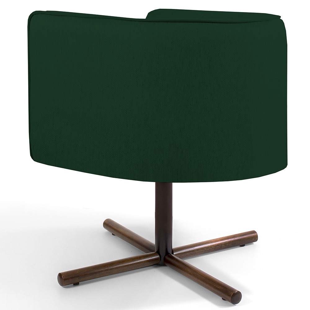 Kit 02 Poltronas Decorativas Giratória Base X Betina D02 Veludo Verde Musgo B-303 - Lyam Decor