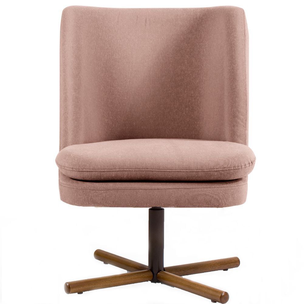 Kit 02 Poltronas Decorativas Giratória Base X Pérsia D02 Algodão Rosa C-105 - Lyam Decor