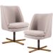 Kit 02 Poltronas Decorativas Giratória Base X Pérsia D02 Linho Bege C-107 - Lyam Decor