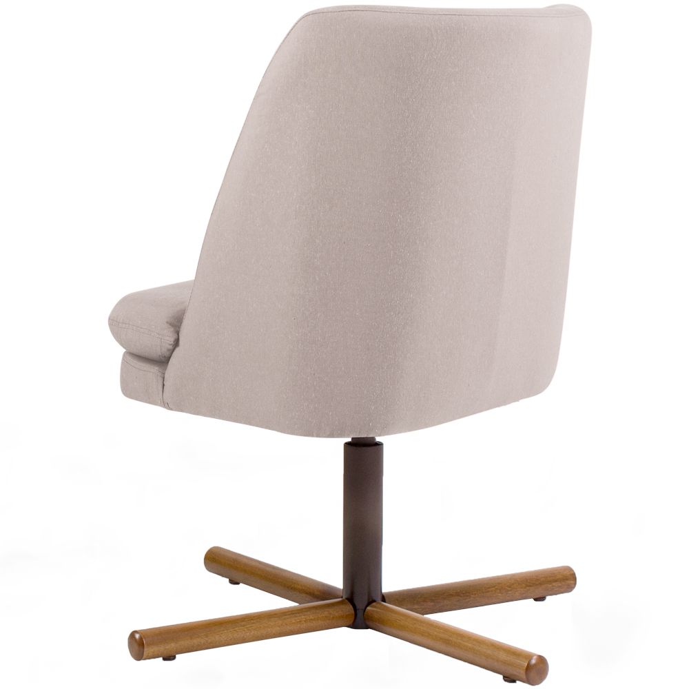 Kit 02 Poltronas Decorativas Giratória Base X Pérsia D02 Linho Bege C-107 - Lyam Decor