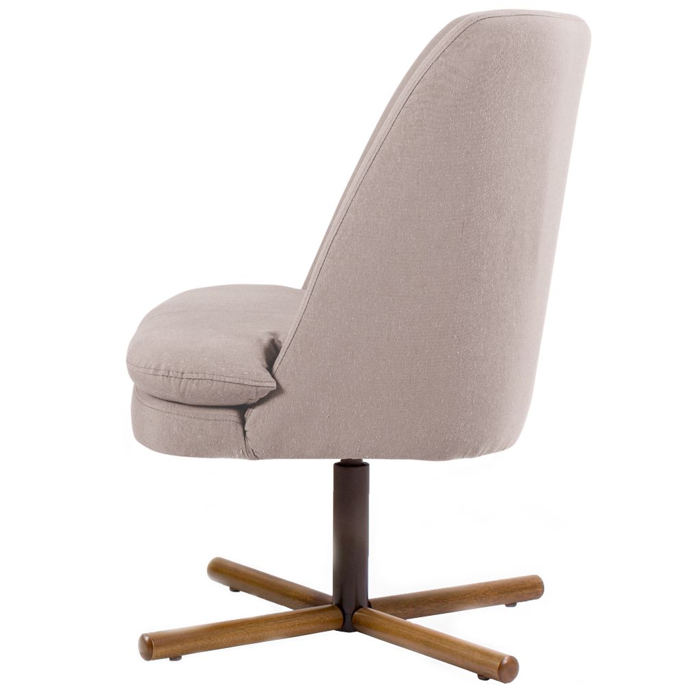 Kit 02 Poltronas Decorativas Giratória Base X Pérsia D02 Linho Bege C-107 - Lyam Decor