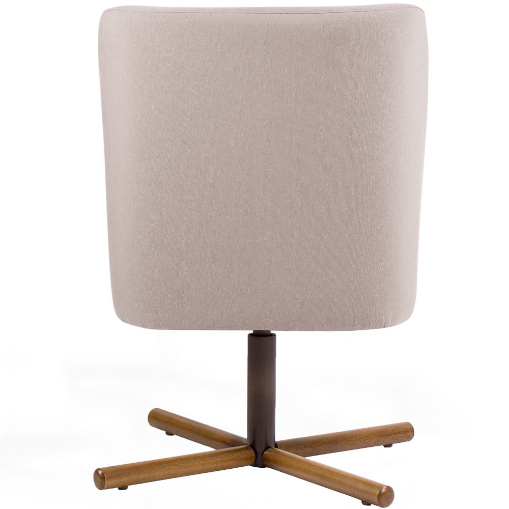 Kit 02 Poltronas Decorativas Giratória Base X Pérsia D02 Linho Bege C-107 - Lyam Decor