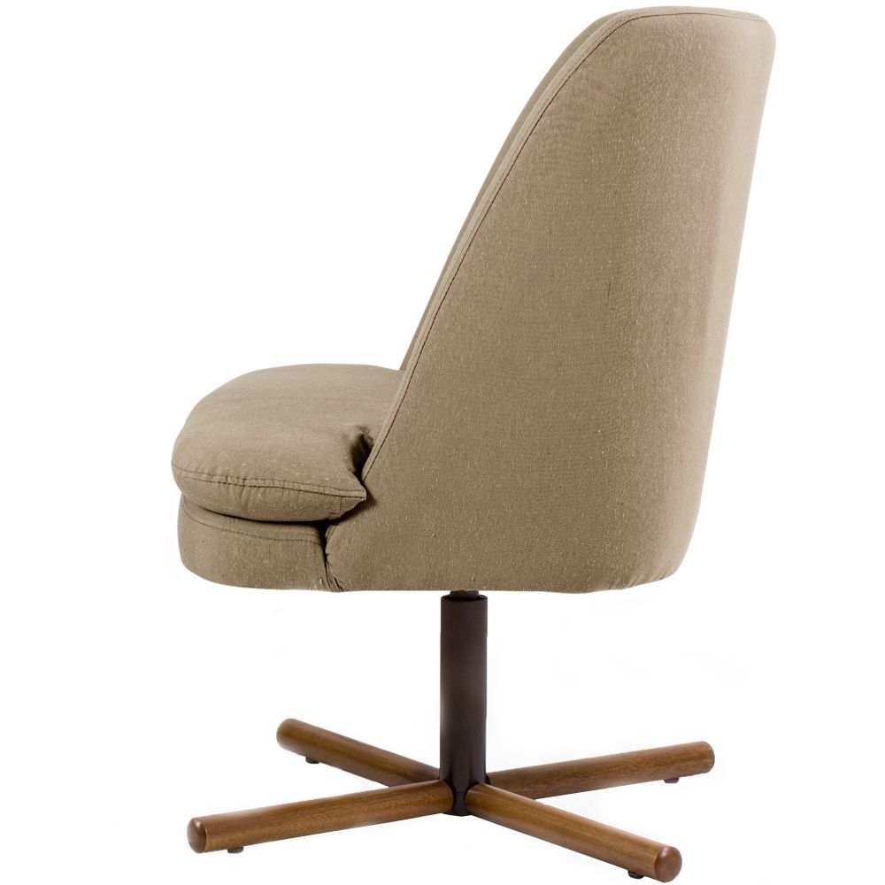 Kit 02 Poltronas Decorativas Giratória Base X Pérsia D02 Linho Bege C-129 - Lyam Decor