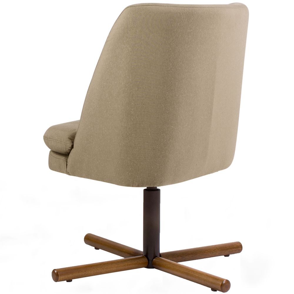 Kit 02 Poltronas Decorativas Giratória Base X Pérsia D02 Linho Bege C-129 - Lyam Decor
