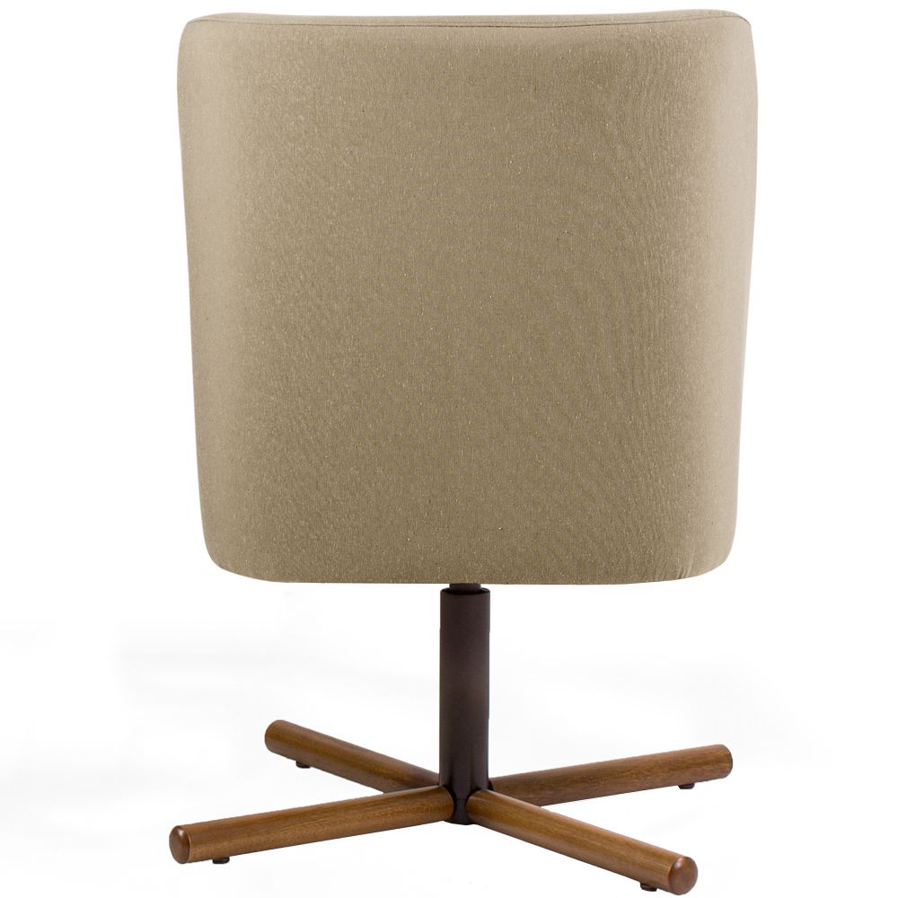 Kit 02 Poltronas Decorativas Giratória Base X Pérsia D02 Linho Bege C-129 - Lyam Decor