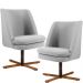 Kit 02 Poltronas Decorativas Giratória Base X Pérsia D02 Linho Cinza C-315 - Lyam Decor