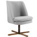 Kit 02 Poltronas Decorativas Giratória Base X Pérsia D02 Linho Cinza C-315 - Lyam Decor