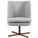 Kit 02 Poltronas Decorativas Giratória Base X Pérsia D02 Linho Cinza C-315 - Lyam Decor