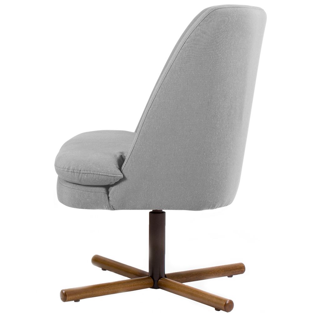 Kit 02 Poltronas Decorativas Giratória Base X Pérsia D02 Linho Cinza C-315 - Lyam Decor
