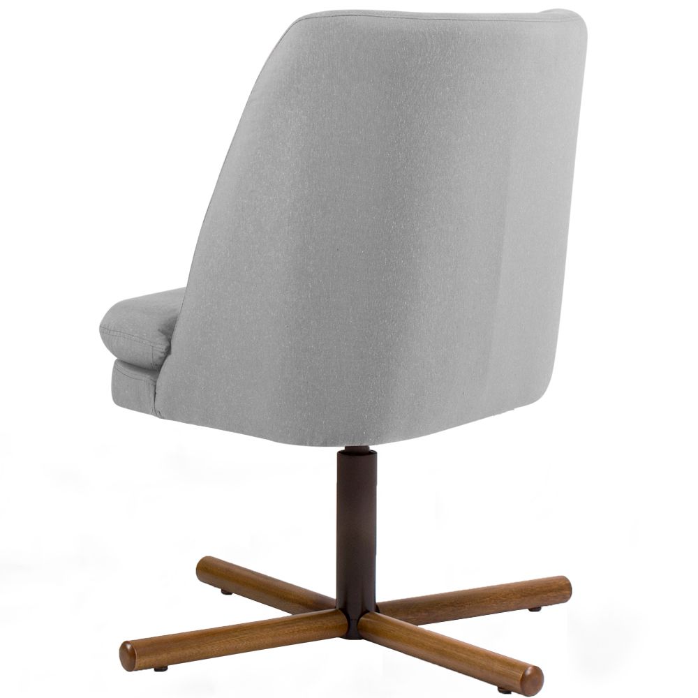 Kit 02 Poltronas Decorativas Giratória Base X Pérsia D02 Linho Cinza C-315 - Lyam Decor