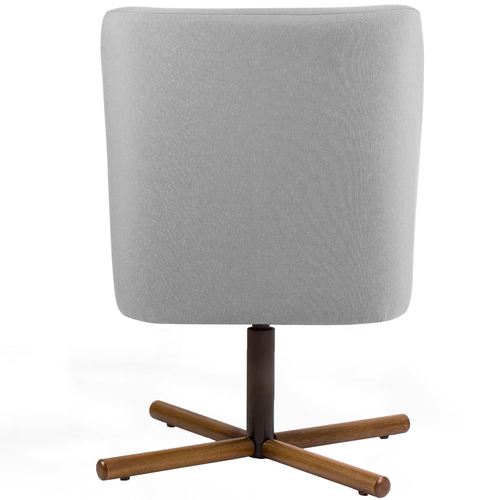 Kit 02 Poltronas Decorativas Giratória Base X Pérsia D02 Linho Cinza C-315 - Lyam Decor