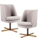 Kit 02 Poltronas Decorativas Giratória Base X Pérsia D02 Rústico Bege C-316 - Lyam Decor
