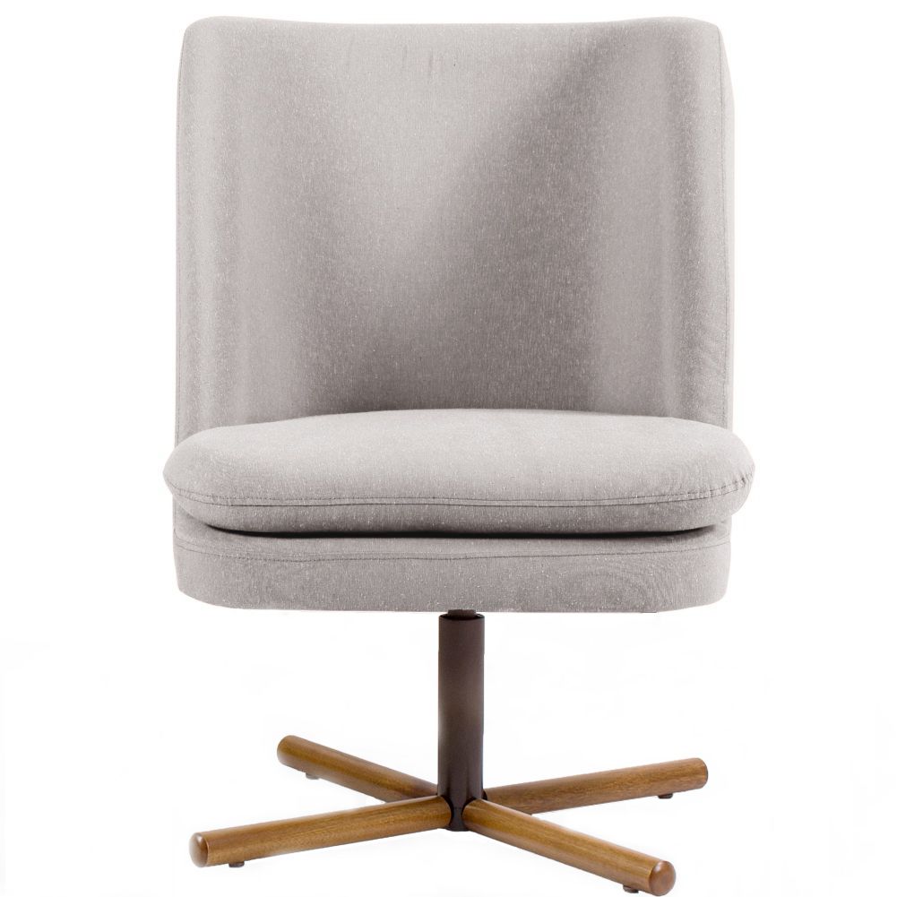 Kit 02 Poltronas Decorativas Giratória Base X Pérsia D02 Rústico Bege C-316 - Lyam Decor