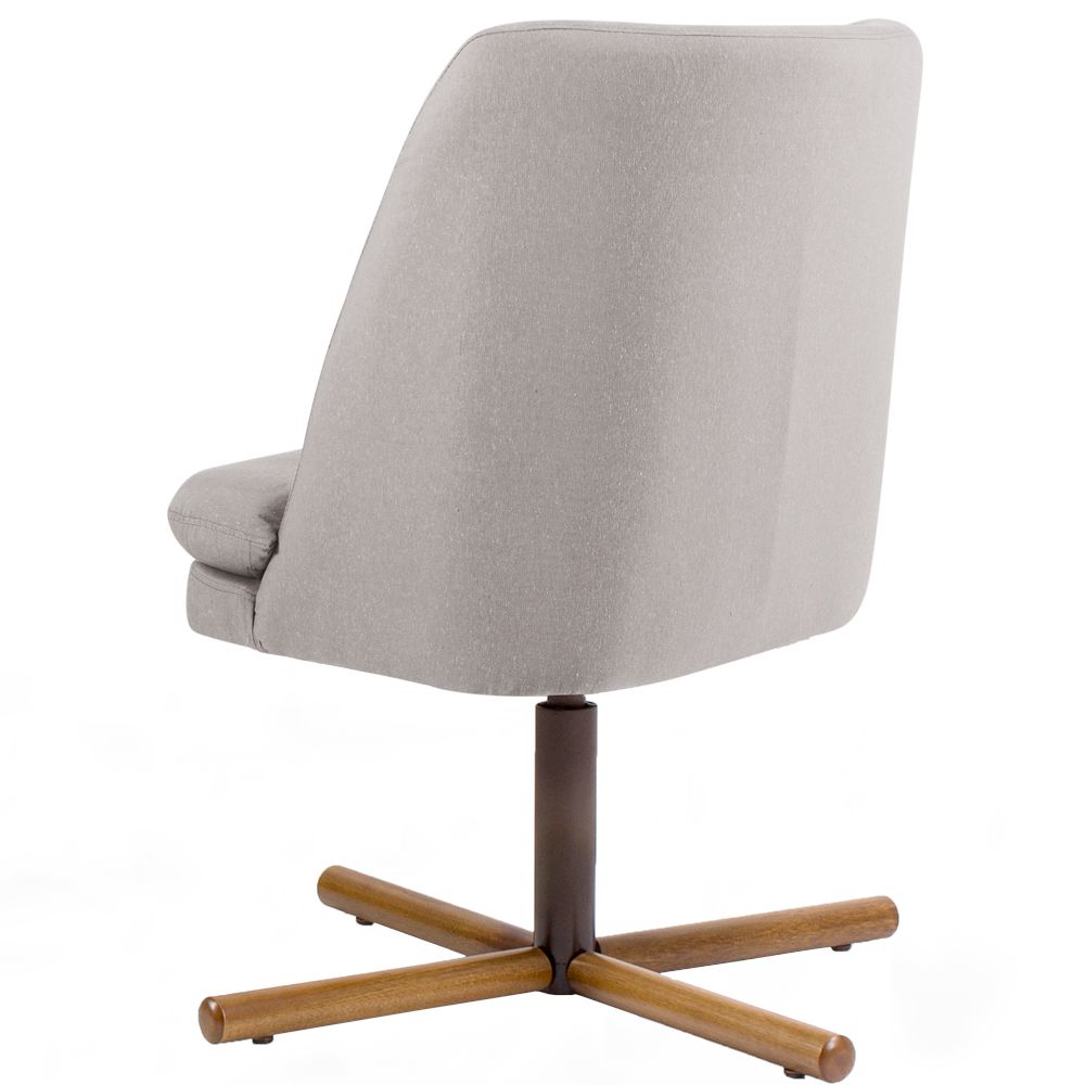 Kit 02 Poltronas Decorativas Giratória Base X Pérsia D02 Rústico Bege C-316 - Lyam Decor