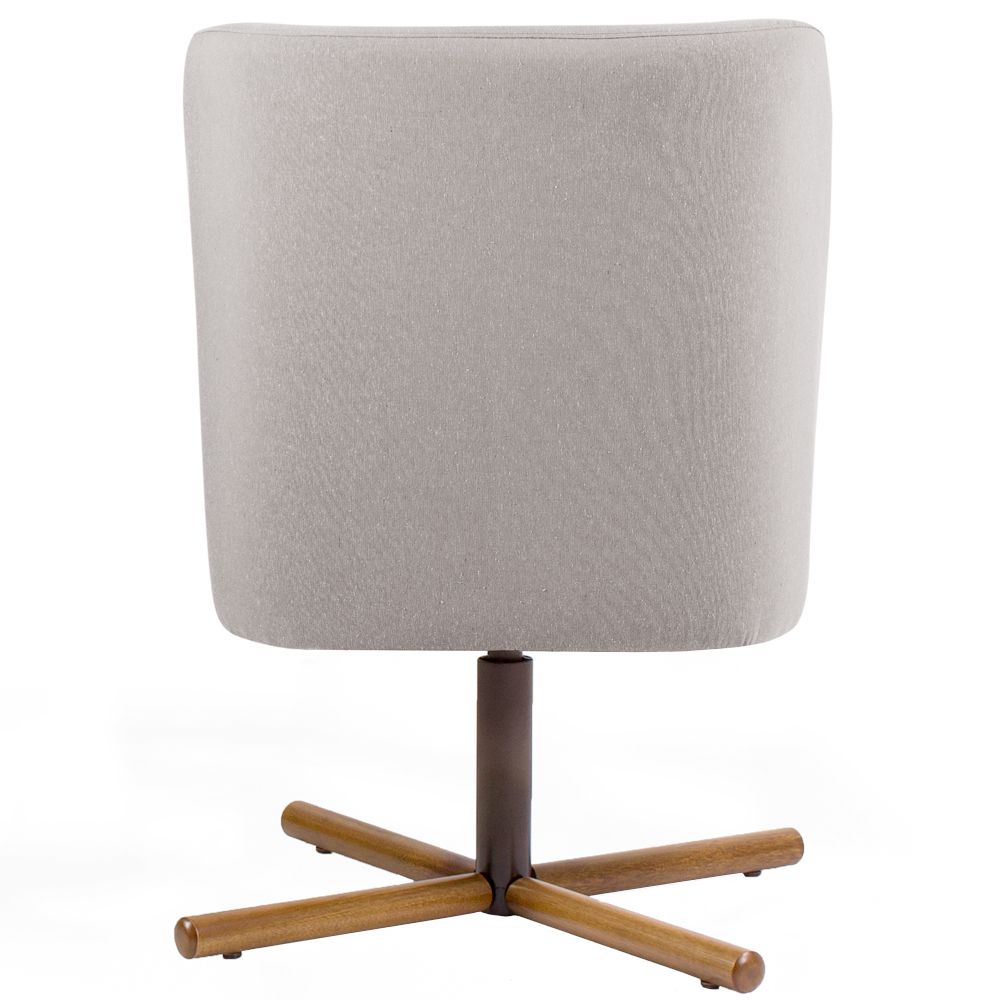 Kit 02 Poltronas Decorativas Giratória Base X Pérsia D02 Rústico Bege C-316 - Lyam Decor