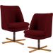Kit 02 Poltronas Decorativas Giratória Base X Pérsia D02 Veludo Marsala B-278 - Lyam Decor