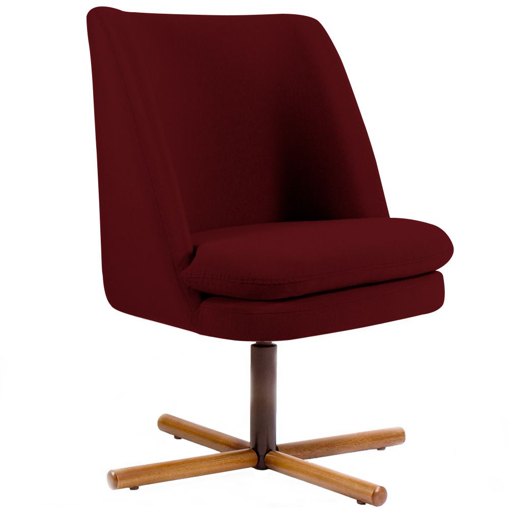 Kit 02 Poltronas Decorativas Giratória Base X Pérsia D02 Veludo Marsala B-278 - Lyam Decor
