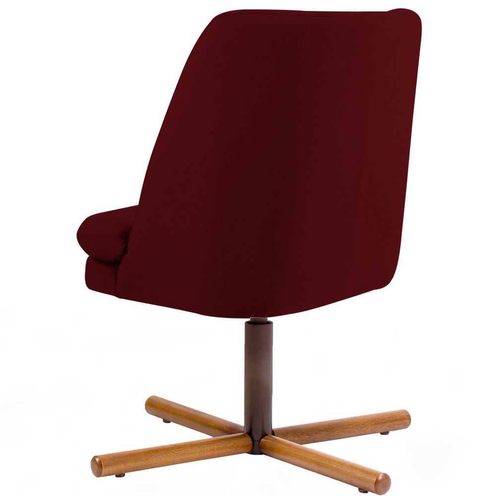 Kit 02 Poltronas Decorativas Giratória Base X Pérsia D02 Veludo Marsala B-278 - Lyam Decor