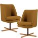 Kit 02 Poltronas Decorativas Giratória Base X Pérsia D02 Veludo Mostarda B-260 - Lyam Decor