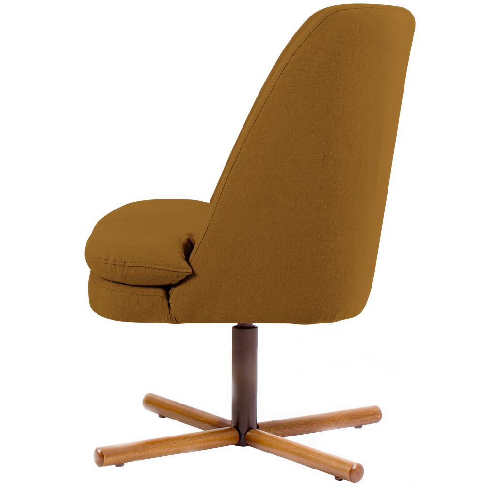 Kit 02 Poltronas Decorativas Giratória Base X Pérsia D02 Veludo Mostarda B-260 - Lyam Decor