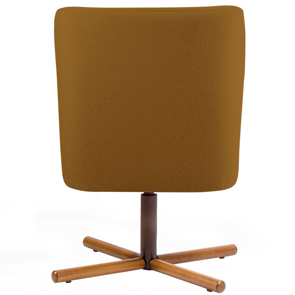 Kit 02 Poltronas Decorativas Giratória Base X Pérsia D02 Veludo Mostarda B-260 - Lyam Decor