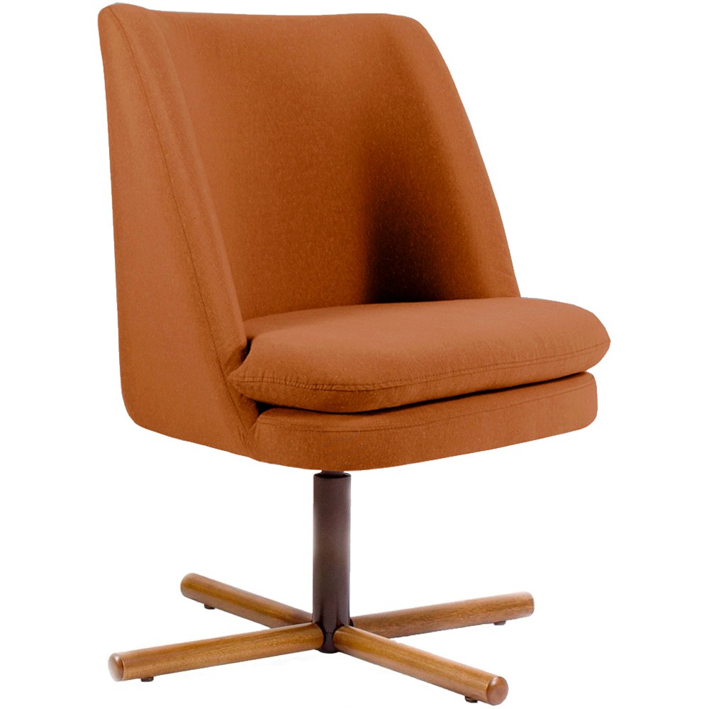 Kit 02 Poltronas Decorativas Giratória Base X Pérsia D02 Veludo Telha B-262 - Lyam Decor