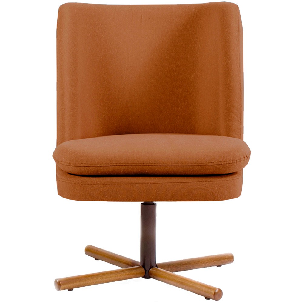 Kit 02 Poltronas Decorativas Giratória Base X Pérsia D02 Veludo Telha B-262 - Lyam Decor