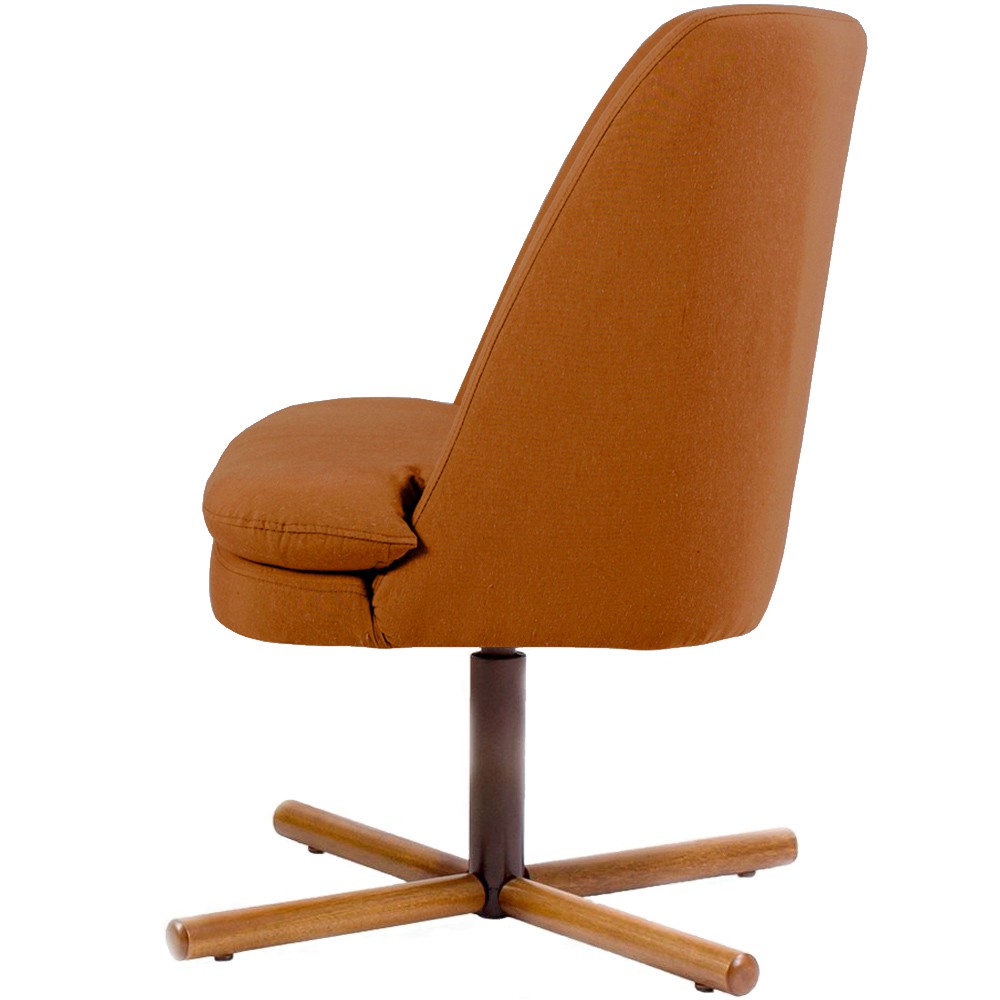 Kit 02 Poltronas Decorativas Giratória Base X Pérsia D02 Veludo Telha B-262 - Lyam Decor
