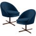 Kit 02 Poltronas Decorativas Giratória Base X Rafa D02 Veludo Azul Oxford B-304 - Lyam Decor