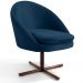 Kit 02 Poltronas Decorativas Giratória Base X Rafa D02 Veludo Azul Oxford B-304 - Lyam Decor