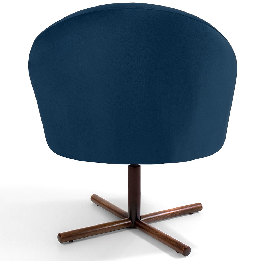 Kit 02 Poltronas Decorativas Giratória Base X Rafa D02 Veludo Azul Oxford B-304 - Lyam Decor