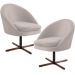 Kit 02 Poltronas Decorativas Giratória Base X Rafa D02 Veludo Bege B-309 - Lyam Decor