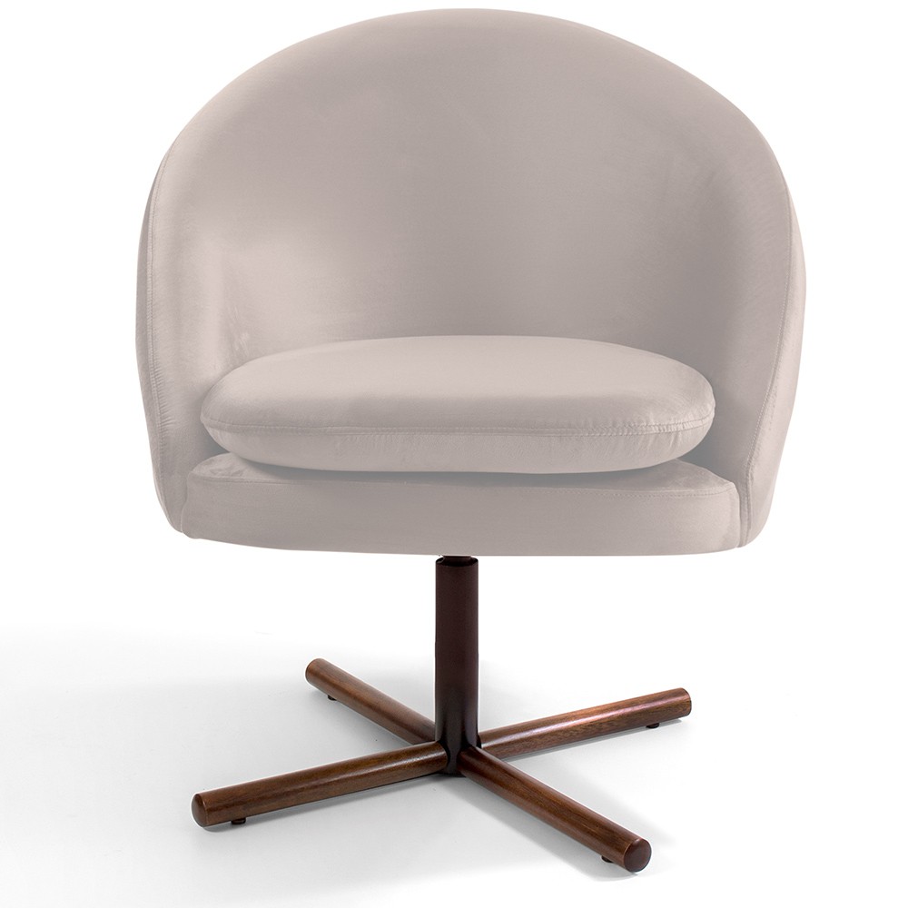 Kit 02 Poltronas Decorativas Giratória Base X Rafa D02 Veludo Bege B-309 - Lyam Decor