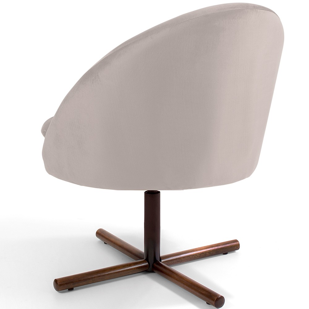Kit 02 Poltronas Decorativas Giratória Base X Rafa D02 Veludo Bege B-309 - Lyam Decor