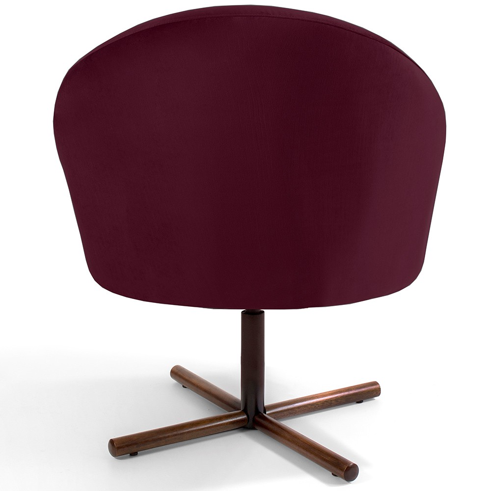 Kit 02 Poltronas Decorativas Giratória Base X Rafa D02 Veludo Marsala B-278 - Lyam Decor
