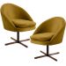 Kit 02 Poltronas Decorativas Giratória Base X Rafa D02 Veludo Mostarda B-279 - Lyam Decor