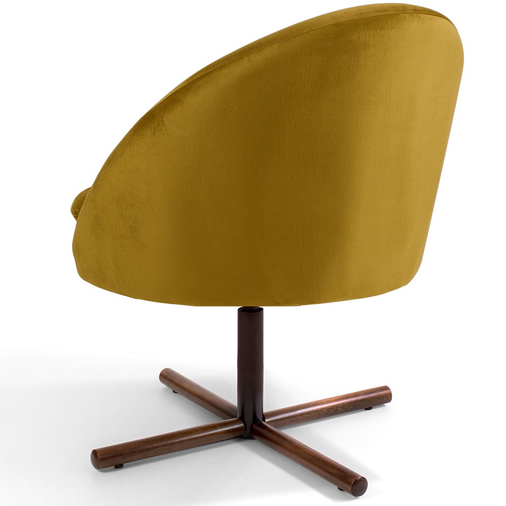 Kit 02 Poltronas Decorativas Giratória Base X Rafa D02 Veludo Mostarda B-279 - Lyam Decor