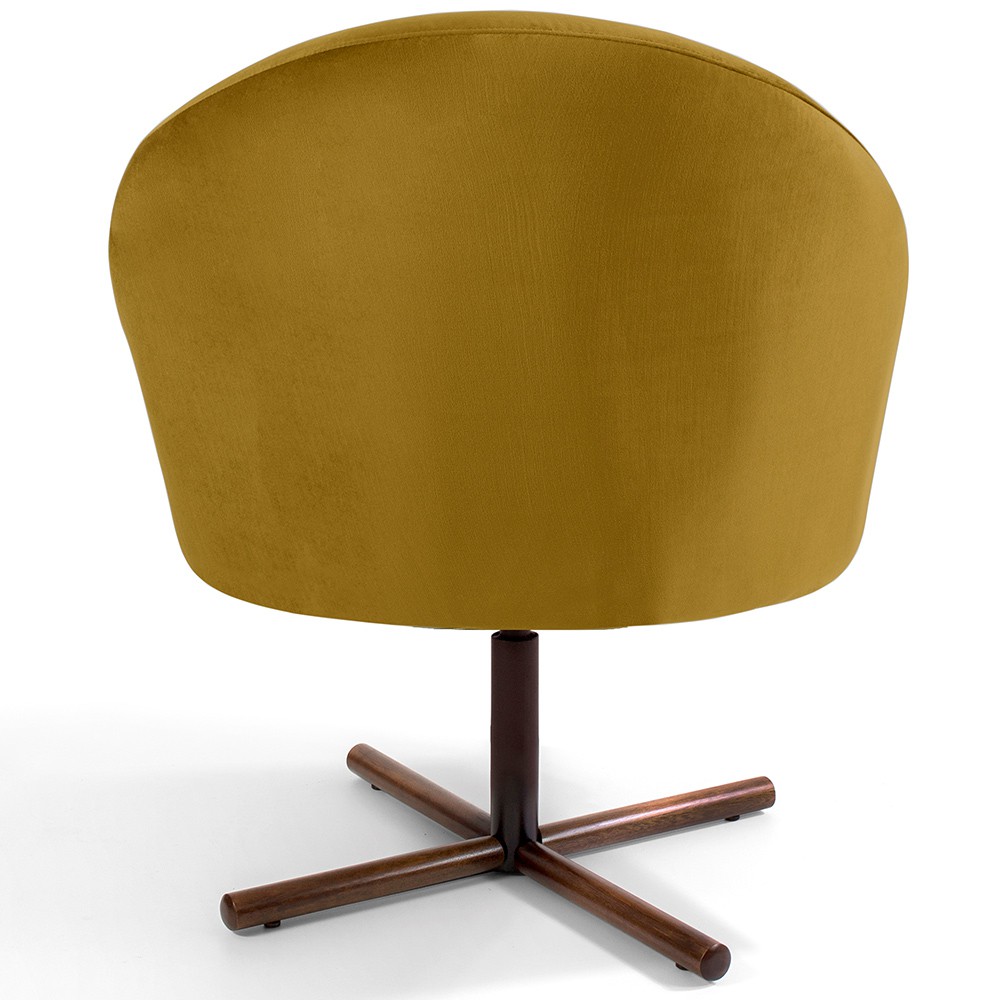 Kit 02 Poltronas Decorativas Giratória Base X Rafa D02 Veludo Mostarda B-279 - Lyam Decor