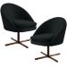 Kit 02 Poltronas Decorativas Giratória Base X Rafa D02 Veludo Preto B-300 - Lyam Decor